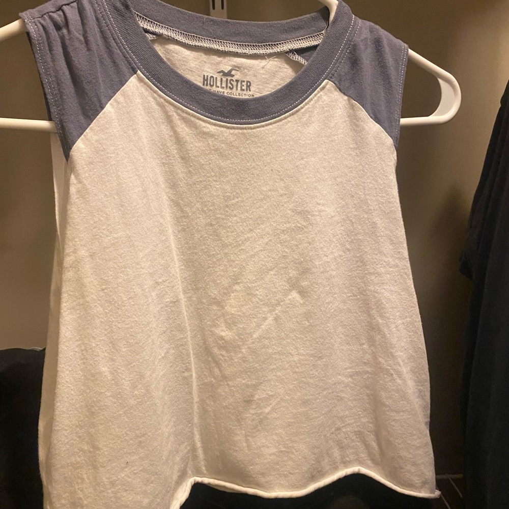 Hollister Navy and White Sleeveless Tee